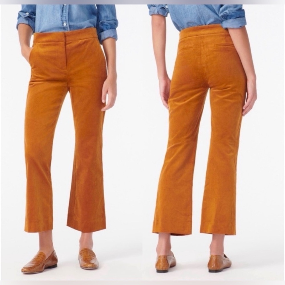 J. Crew Hayden Kickout Crop Corduroy Pant in Rich Caramel Brown Size 10 - Picture 2 of 5